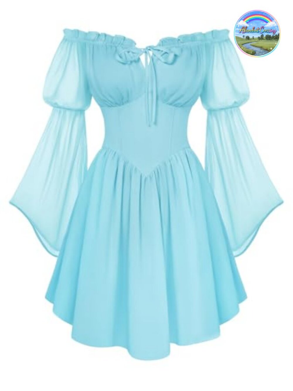 Renaissance Faire Dress Off Shoulder Bell Sleeve Chiffon Corset Cosplay
